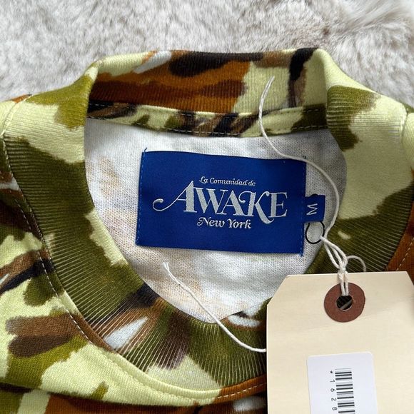 Awake NY Camo Printed Pocket Long Sleeve Tee Green Camo Size M - Picture 8 of 10
